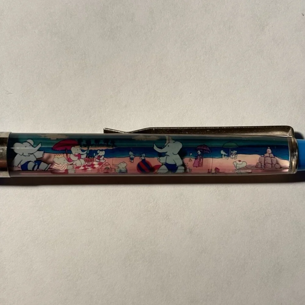 Babar the Elephant Floaty Pen Children's Book TV Series Cartoon Beach Scene Vtg
